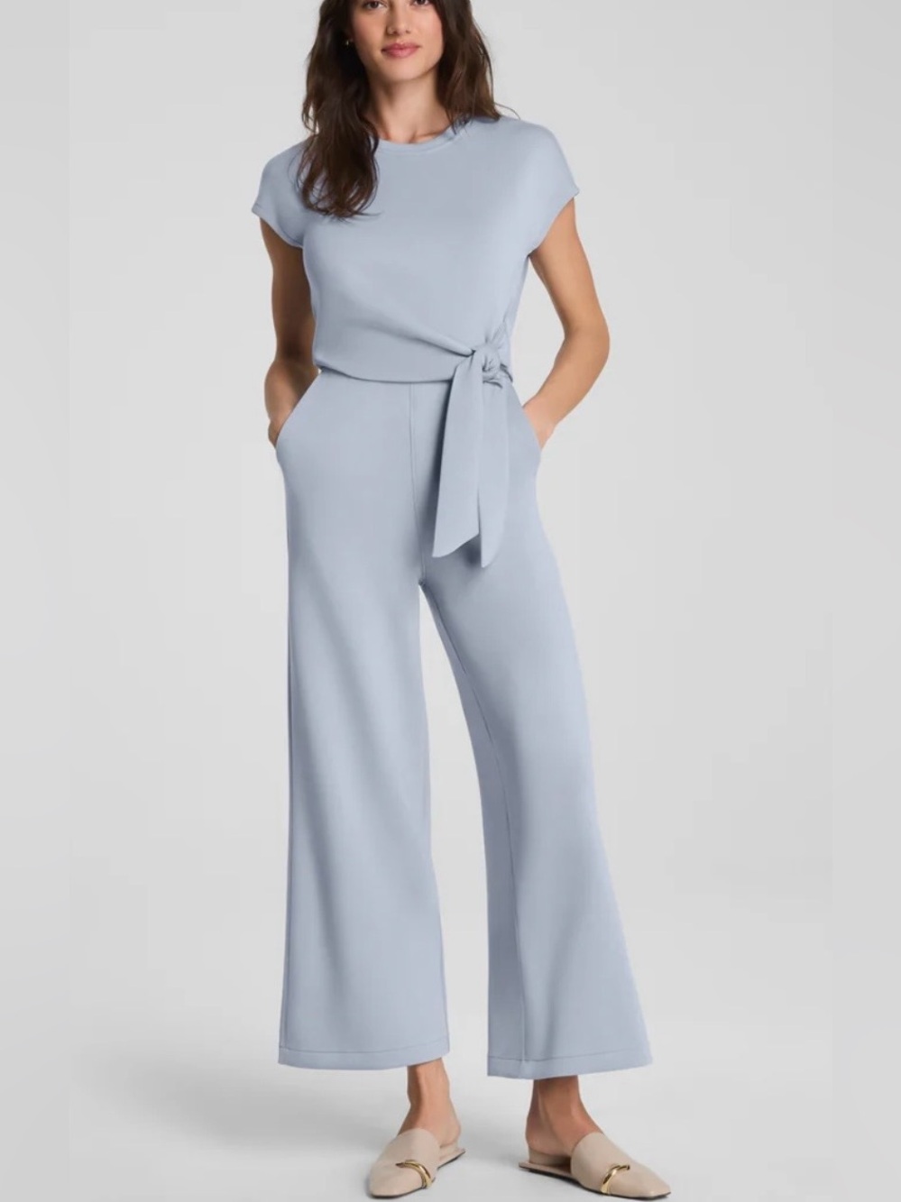 SPANX AirEssentials Tie Waist Jumpsuit in Himalayan Cloud